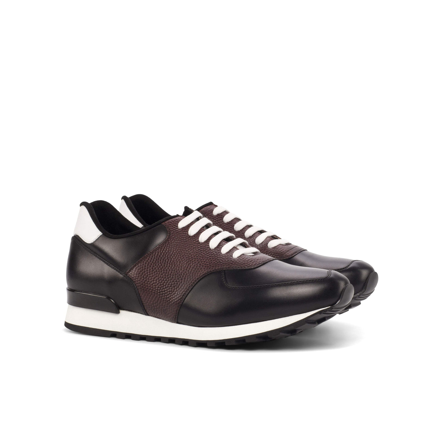 Men's Jogger Sneakers Leather Black White 4480 3- MERRIMIUM