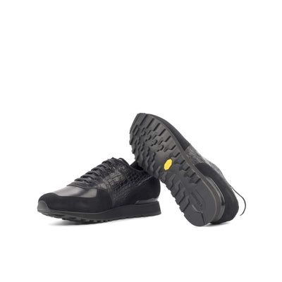 Men's Jogger Sneakers Leather Black White 4941 2- MERRIMIUM