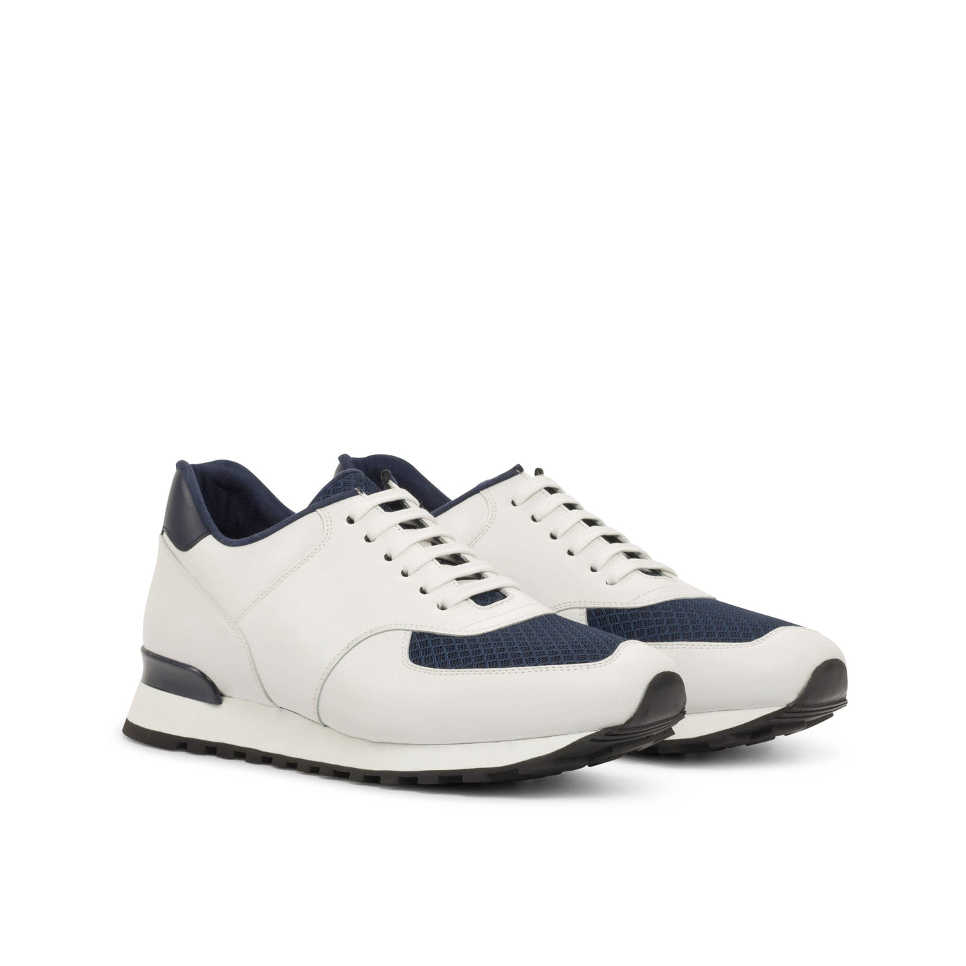 Men's Jogger Sneakers Leather Blue White 4903 3- MERRIMIUM