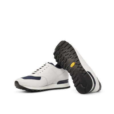 Men's Jogger Sneakers Leather Blue White 4903 2- MERRIMIUM