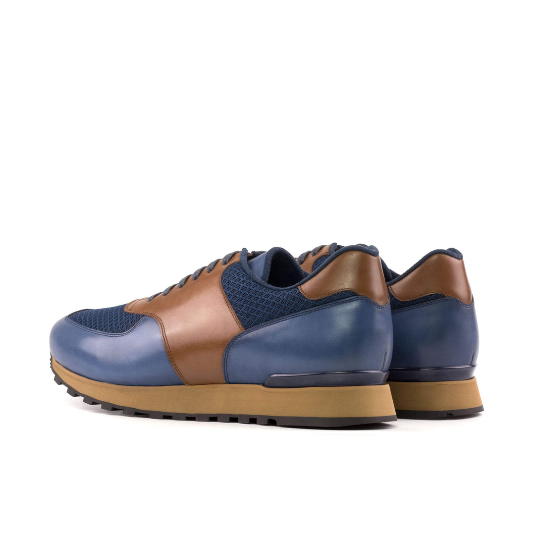 Men's Jogger Sneakers Leather Brown Blue 5470 4- MERRIMIUM