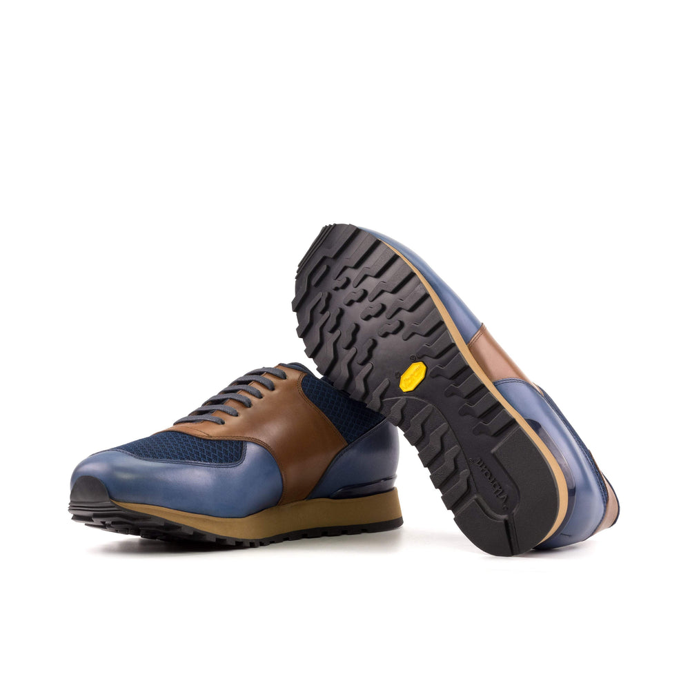 Men's Jogger Sneakers Leather Brown Blue 5470 2- MERRIMIUM