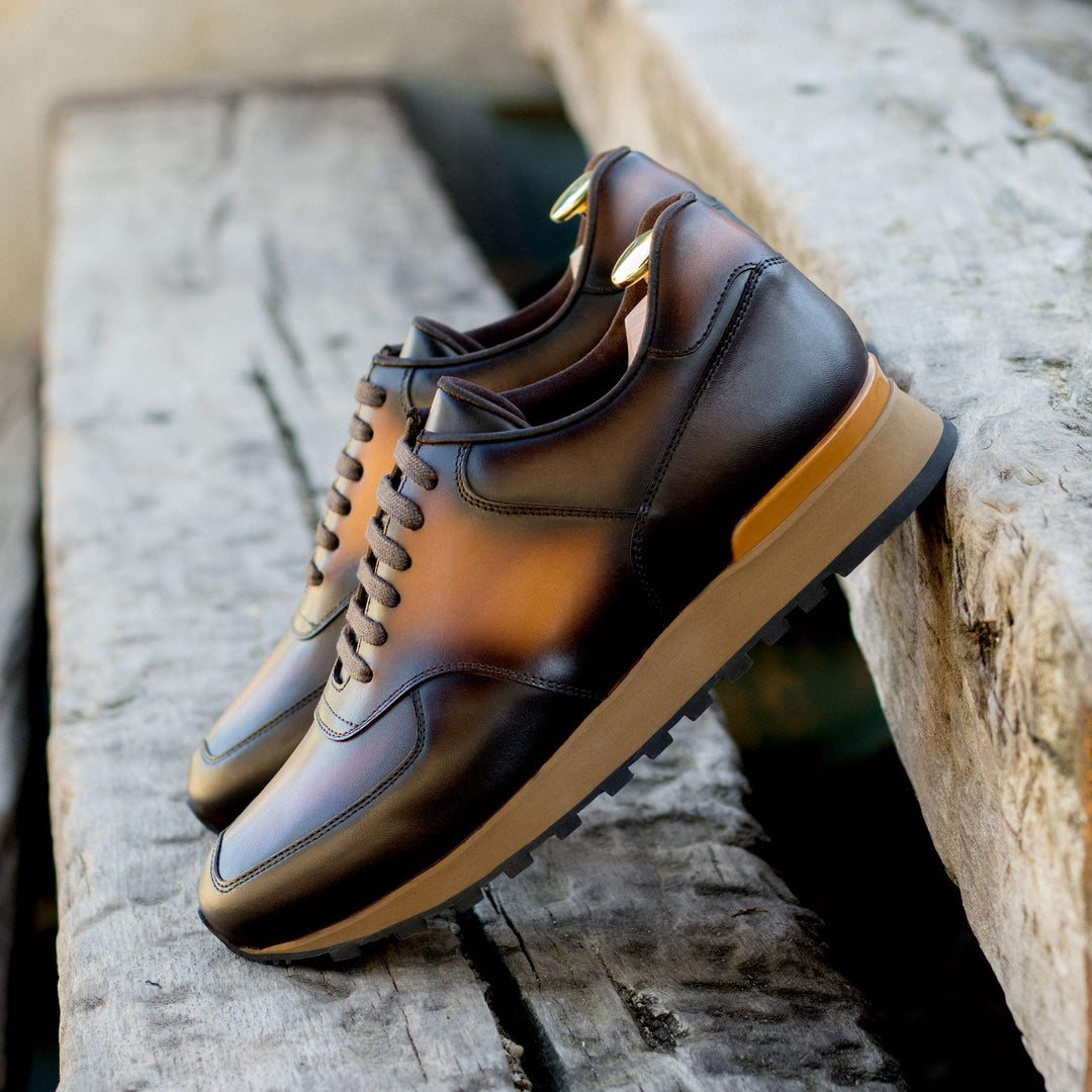 Men's Jogger Sneakers Leather Brown Dark Brown 4952 1- MERRIMIUM--GID-3335-4952