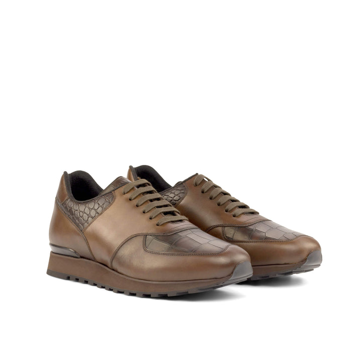 Men's Jogger Sneakers Leather Brown Dark Brown 4988 3- MERRIMIUM
