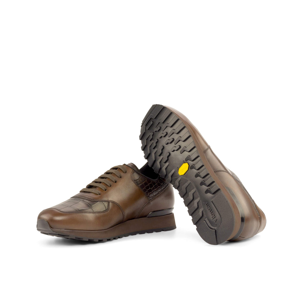 Men's Jogger Sneakers Leather Brown Dark Brown 4988 2- MERRIMIUM