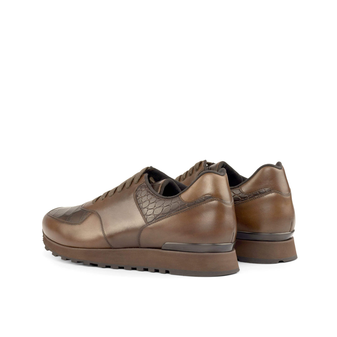 Men's Jogger Sneakers Leather Brown Dark Brown 4988 4- MERRIMIUM