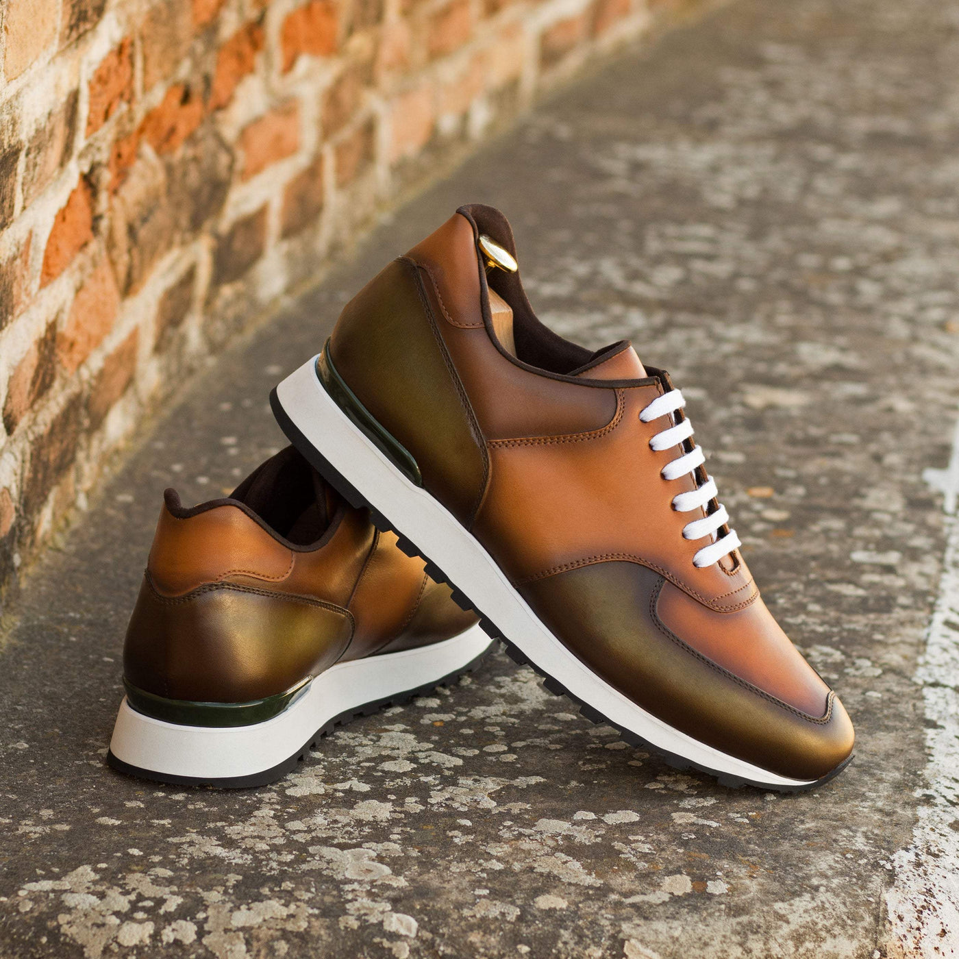 Men's Jogger Sneakers Leather Brown Green 5210 1- MERRIMIUM--GID-3335-5210