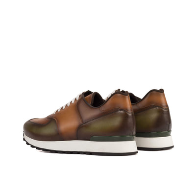 Men's Jogger Sneakers Leather Brown Green 5210 4- MERRIMIUM