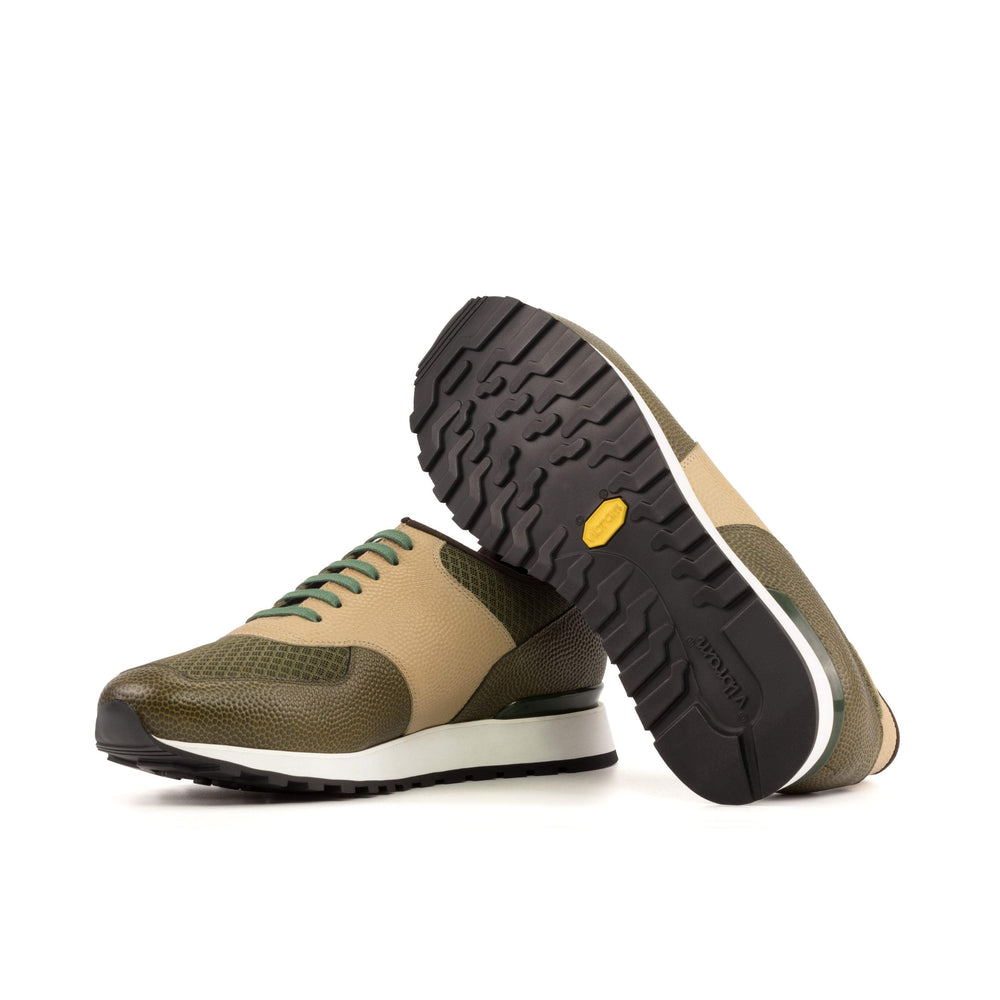 Men's Jogger Sneakers Leather Brown Green 5664 2- MERRIMIUM
