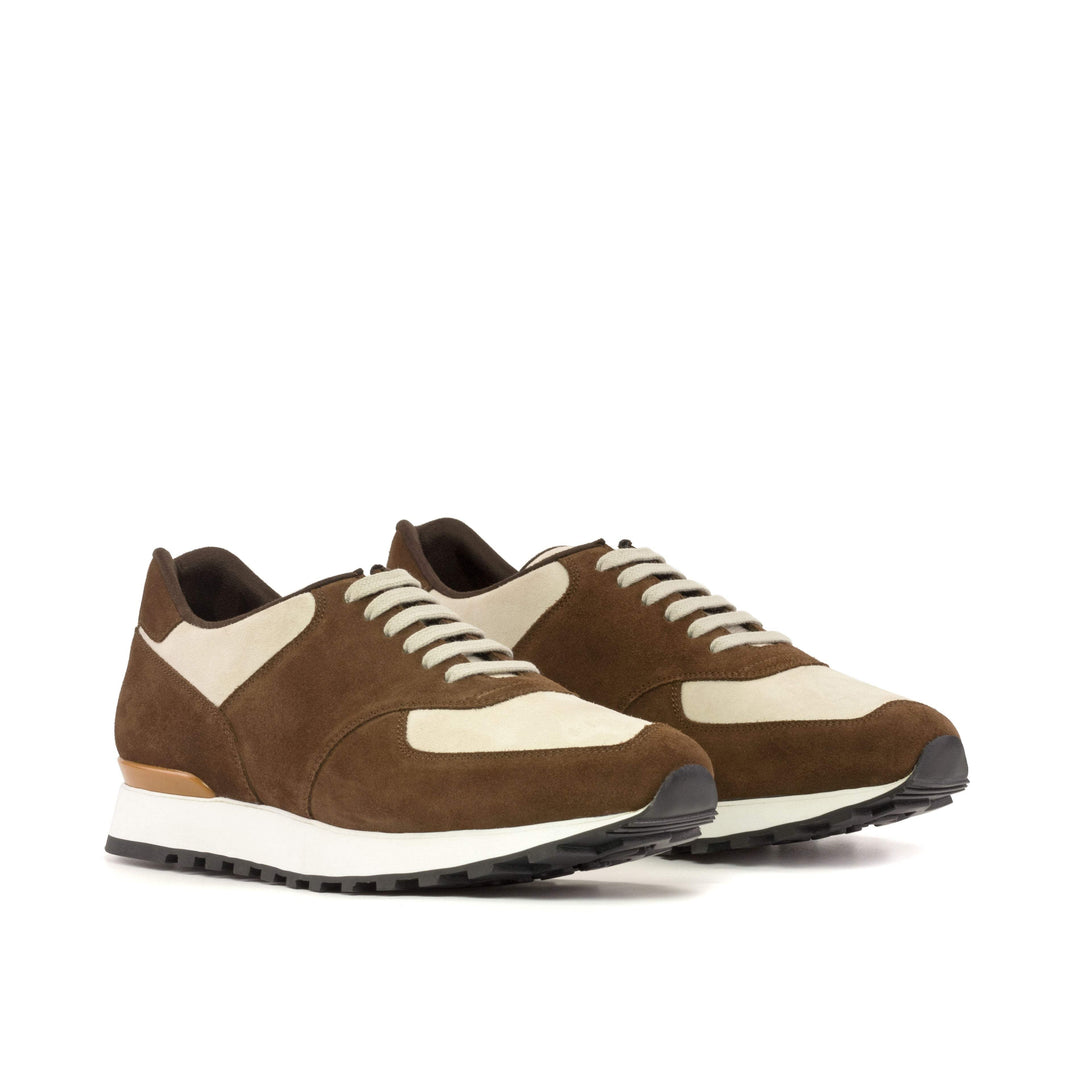 Men's Jogger Sneakers Leather Brown White 5305 3- MERRIMIUM
