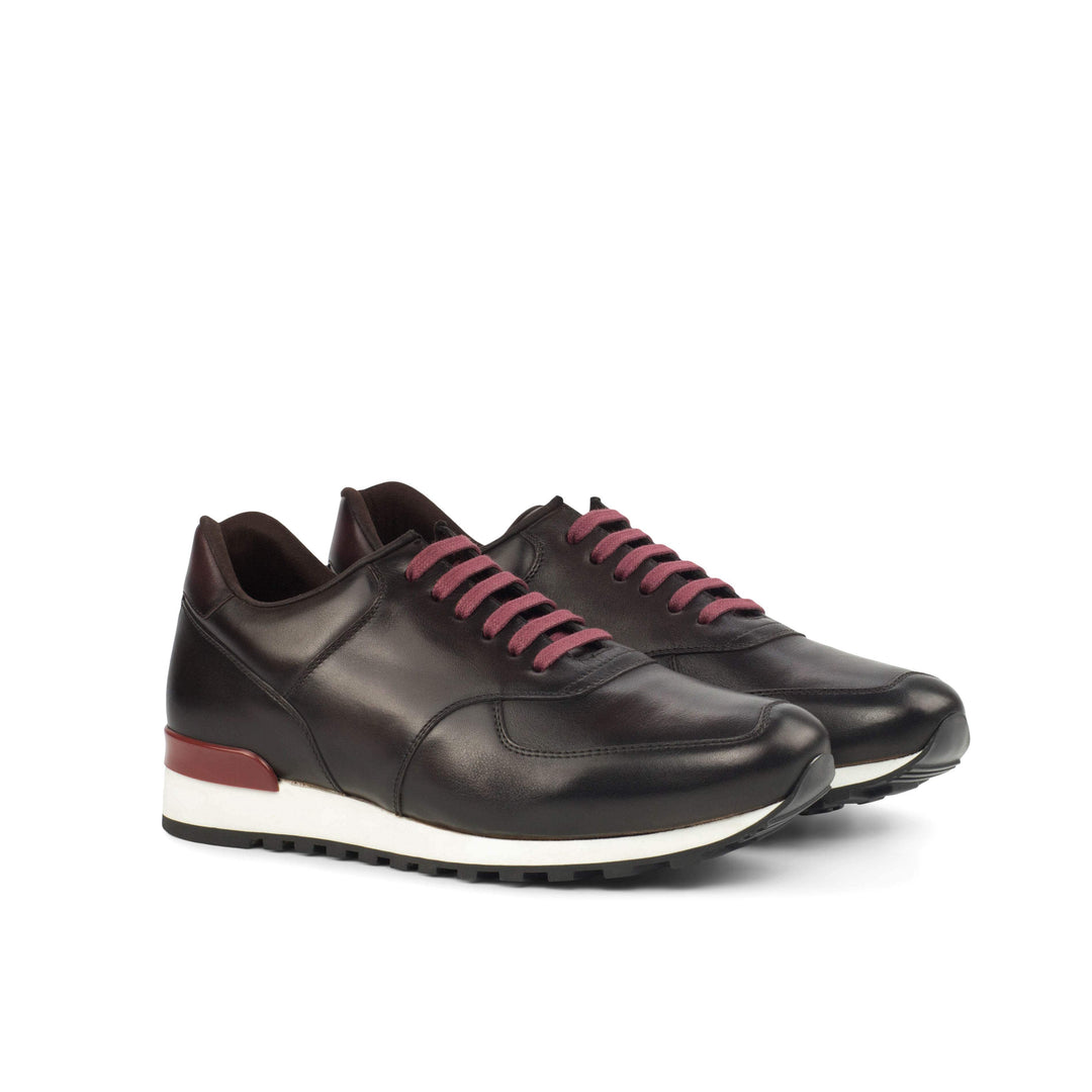 Men's Jogger Sneakers Leather Burgundy Dark Brown 4305 6- MERRIMIUM