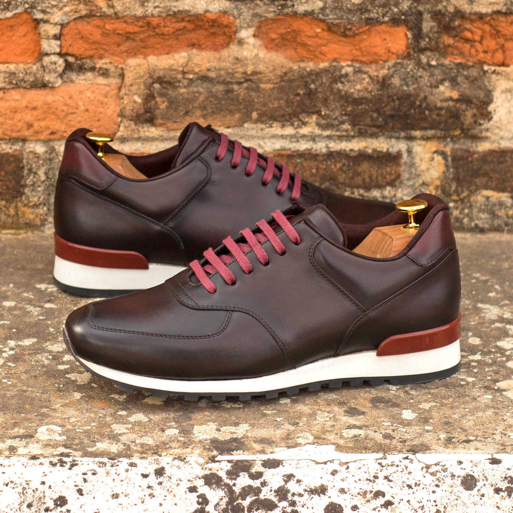 Men's Jogger Sneakers Leather Burgundy Dark Brown 4305 2- MERRIMIUM