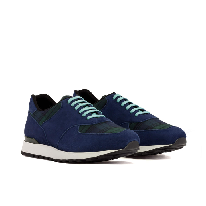 Men's Jogger Sneakers Leather Green Blue 5217 3- MERRIMIUM