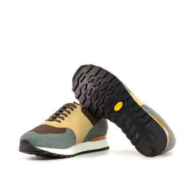 Men's Jogger Sneakers Leather Green Brown 5396 2- MERRIMIUM
