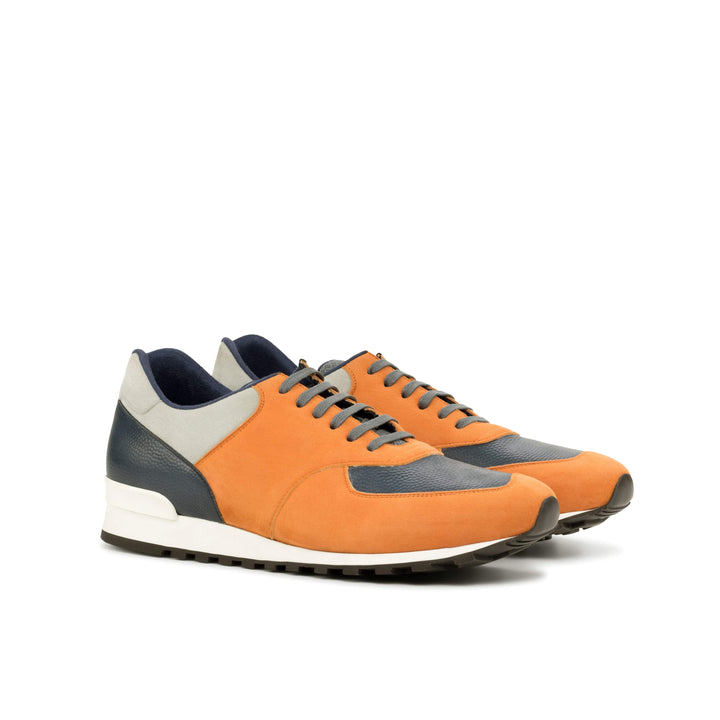 Men's Jogger Sneakers Leather Orange Grey 4663 3- MERRIMIUM