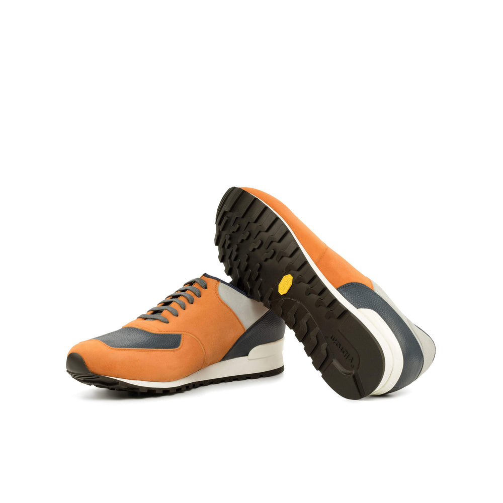 Men's Jogger Sneakers Leather Orange Grey 4663 2- MERRIMIUM