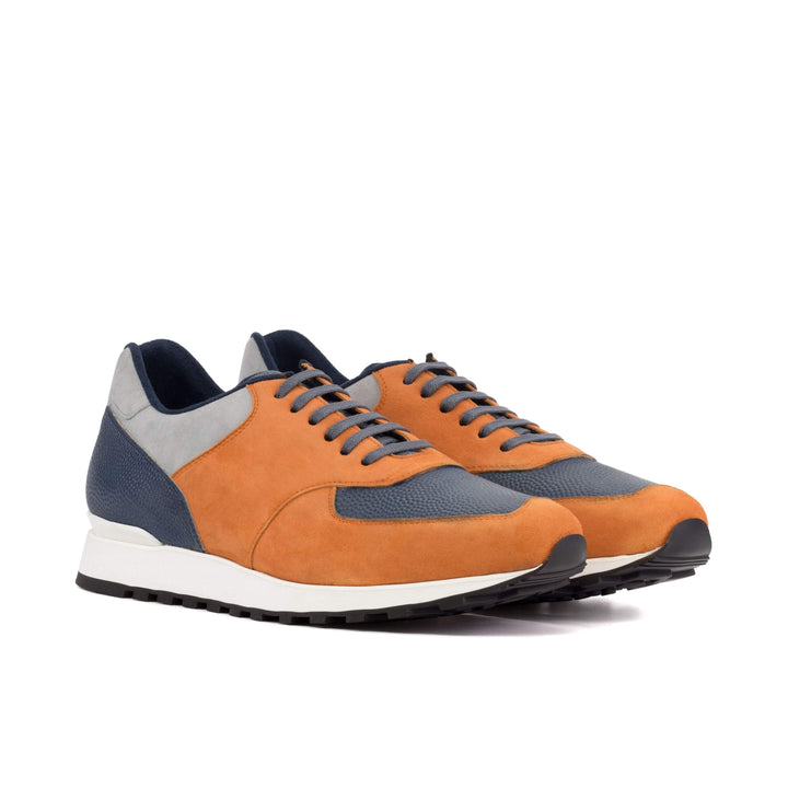 Men's Jogger Sneakers Leather Orange Grey 5724 3- MERRIMIUM