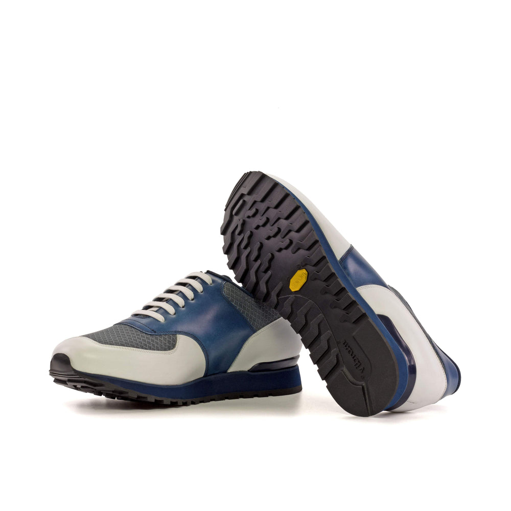 Men's Jogger Sneakers Leather White Blue 5702 2- MERRIMIUM