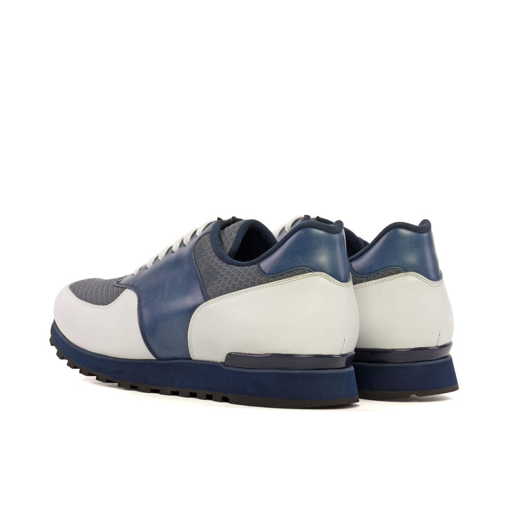 Men's Jogger Sneakers Leather White Blue 5702 4- MERRIMIUM