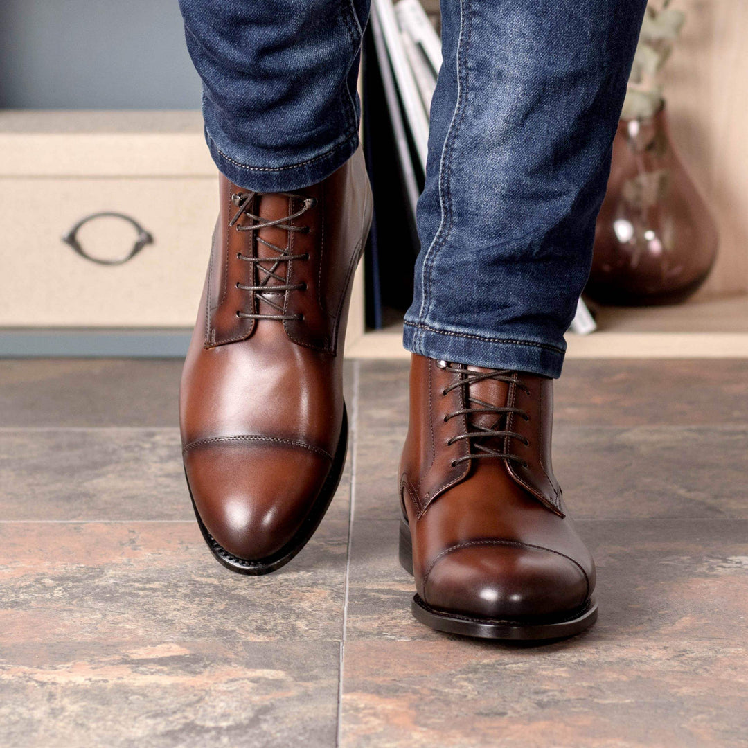 Men's Jumper Boots Leather Goodyear Welt Brown 5553 6- MERRIMIUM