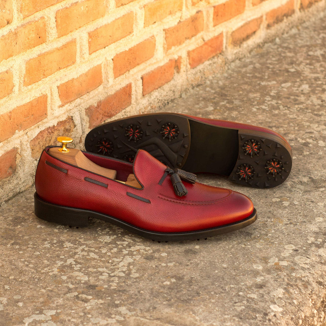 Men's Loafer Golf Shoes Leather Black Red 3589 1- MERRIMIUM--GID-1424-3589