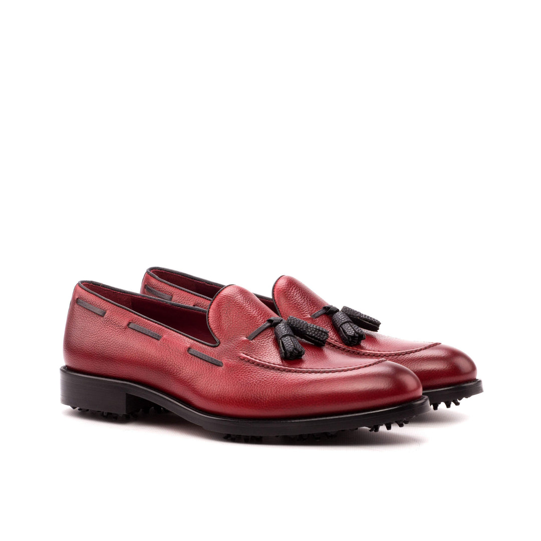 Men's Loafer Golf Shoes Leather Black Red 3589 3- MERRIMIUM