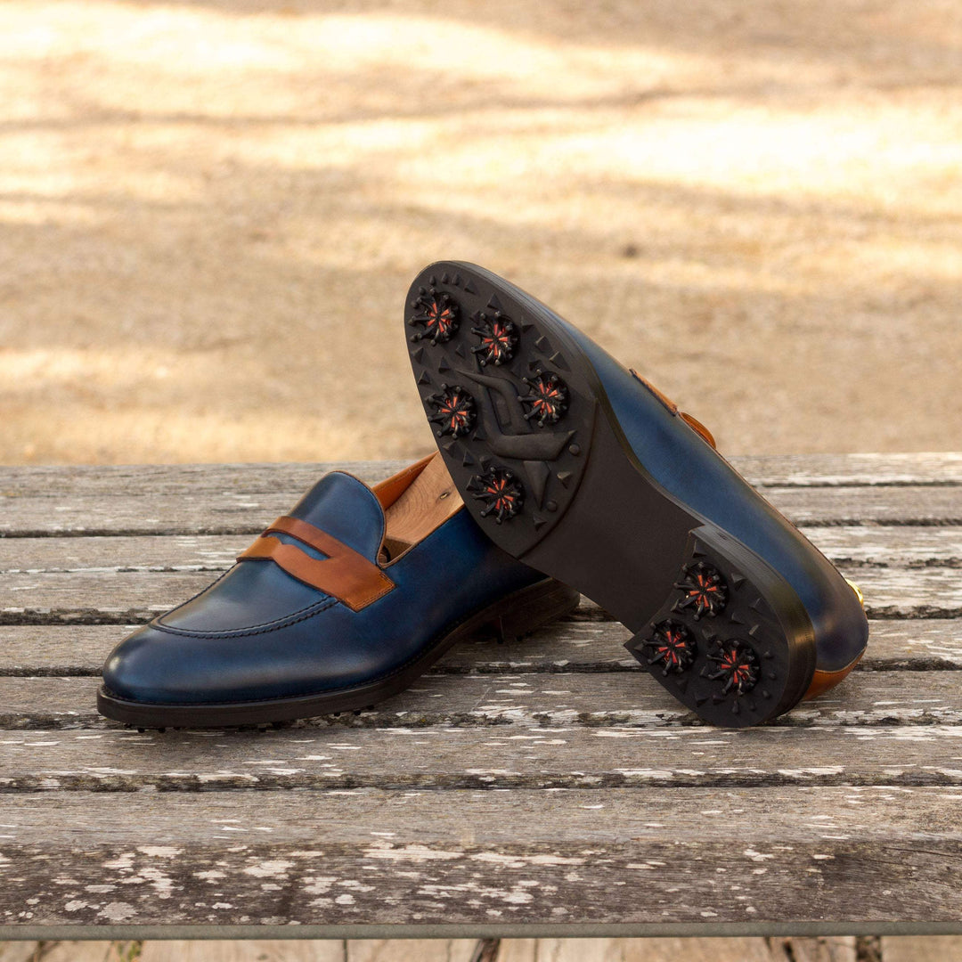 Men's Loafer Golf Shoes Leather Brown Blue 3175 1- MERRIMIUM--GID-1424-3175