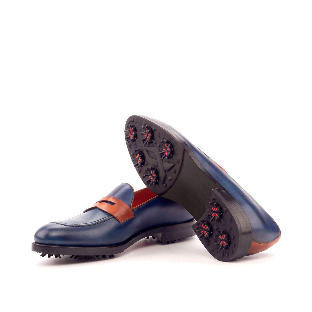 Men's Loafer Golf Shoes Leather Brown Blue 3175 2- MERRIMIUM