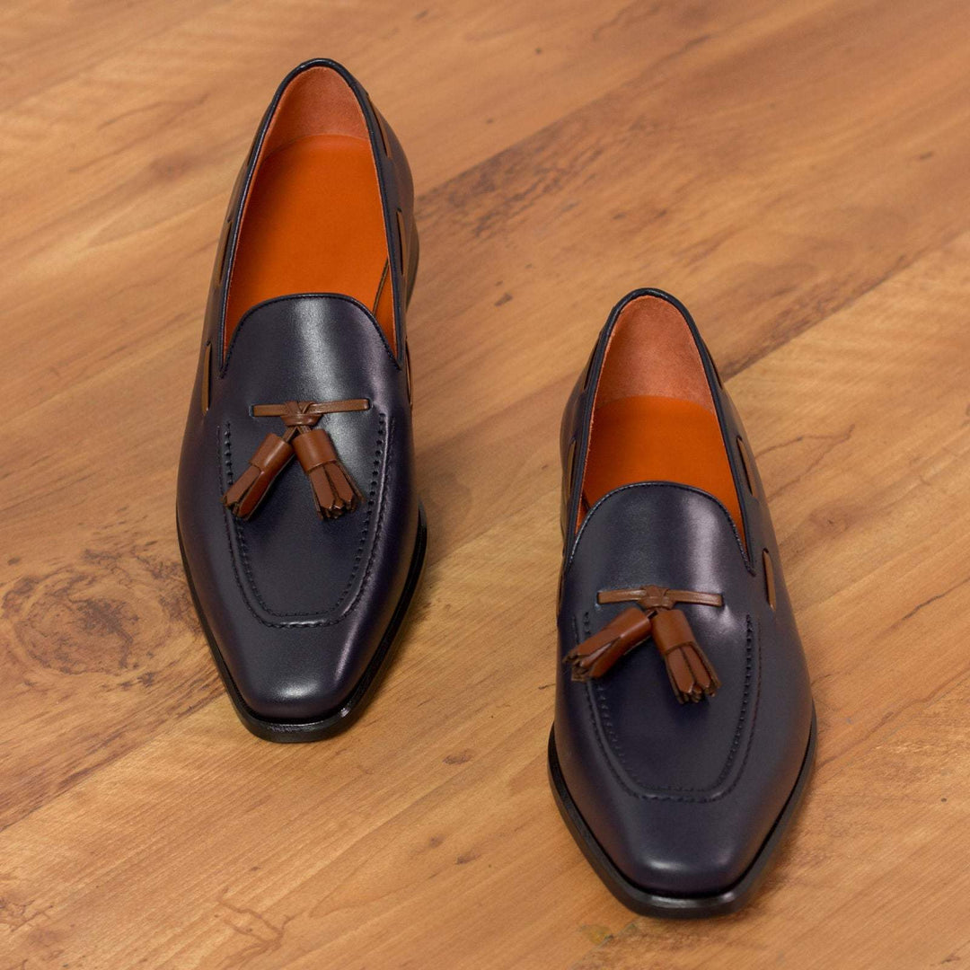 Men's Loafer Shoes Leather Blue Brown 2077 1- MERRIMIUM--GID-1379-2077
