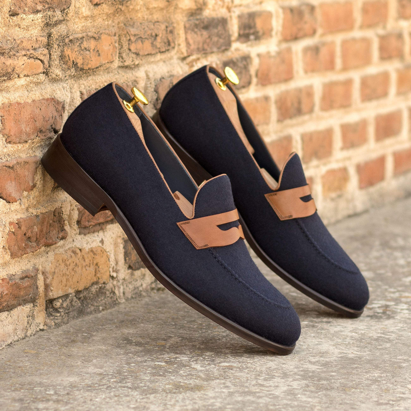 Men's Loafer Shoes Leather Blue Brown 5394 1- MERRIMIUM--GID-1370-5394