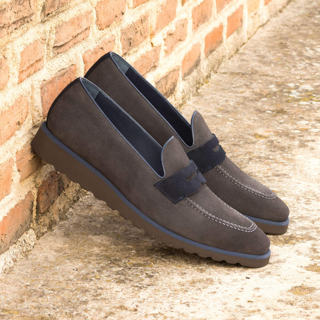 Men's Loafer Shoes Leather Blue Grey 4849 1- MERRIMIUM--GID-1379-4849