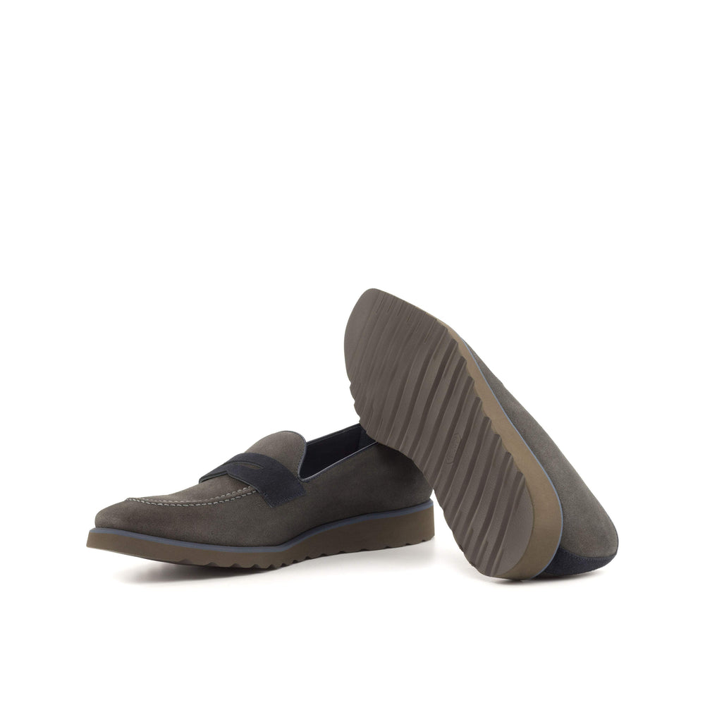 Men's Loafer Shoes Leather Blue Grey 4849 2- MERRIMIUM