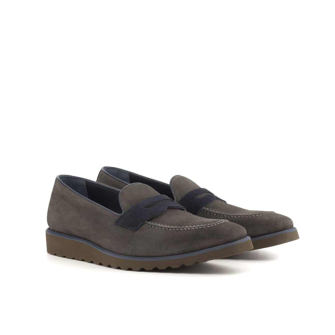 Men's Loafer Shoes Leather Blue Grey 4849 3- MERRIMIUM