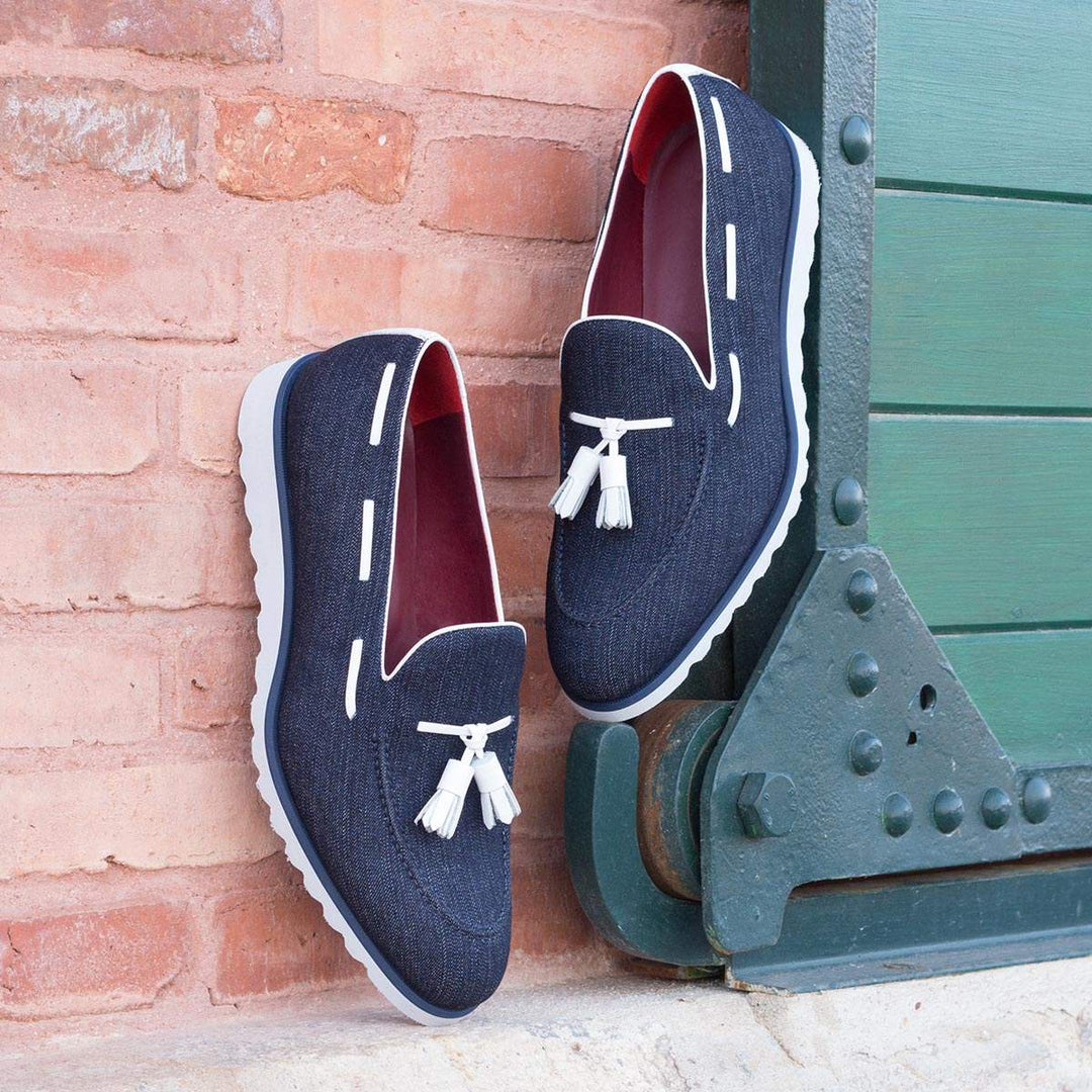 Men's Loafer Shoes Leather Blue White 1953 1- MERRIMIUM--GID-1370-1953