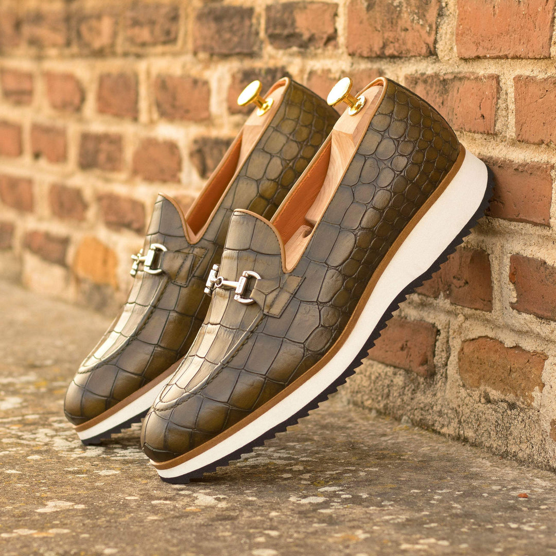 Men's Loafer Shoes Leather Brown Green 5227 1- MERRIMIUM--GID-1370-5227