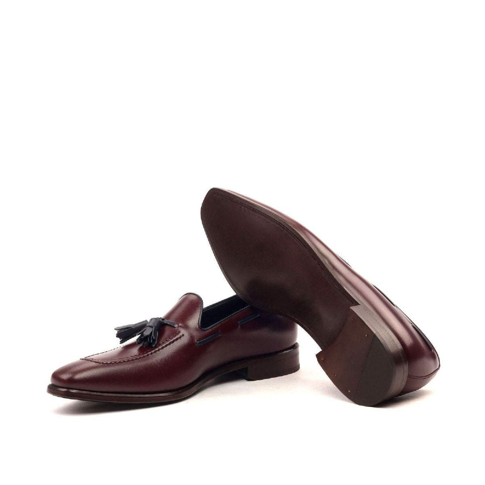 Men's Loafer Shoes Leather Burgundy Blue 2407 2- MERRIMIUM