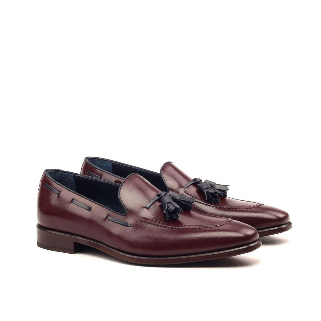 Men's Loafer Shoes Leather Burgundy Blue 2407 3- MERRIMIUM