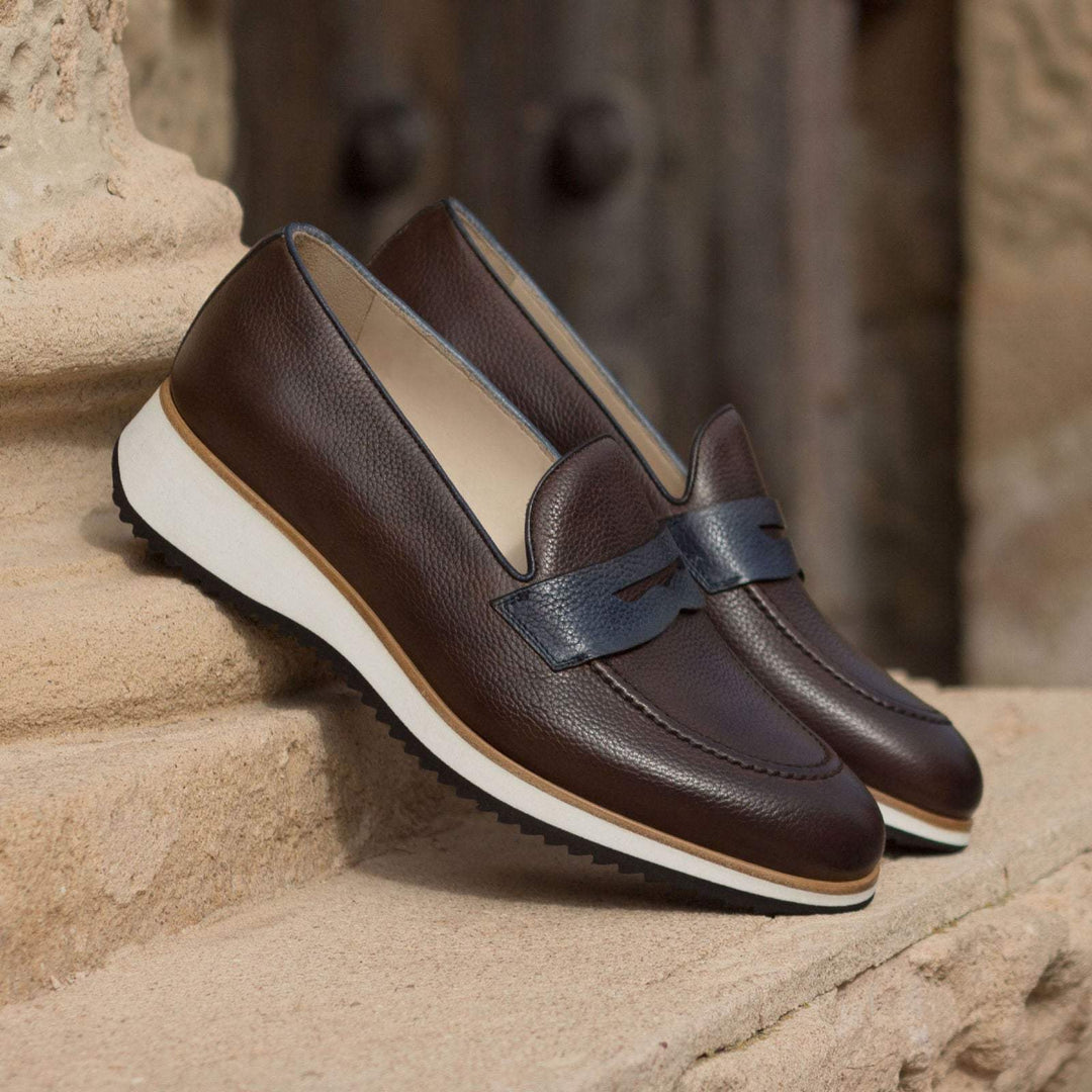 Men's Loafer Shoes Leather Dark Brown Blue 3096 1- MERRIMIUM--GID-1370-3096