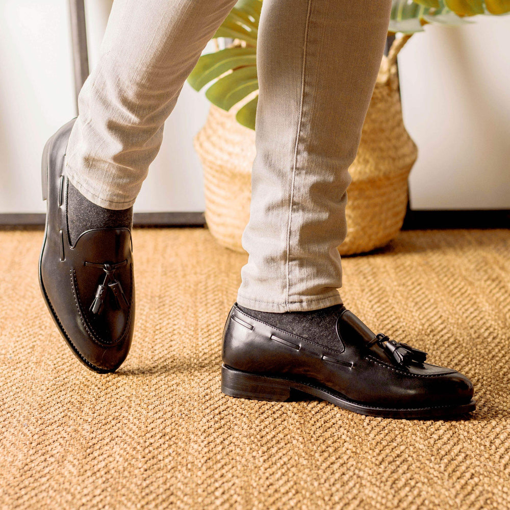 Men's Loafer Shoes Leather Goodyear Welt Black 5319 2- MERRIMIUM