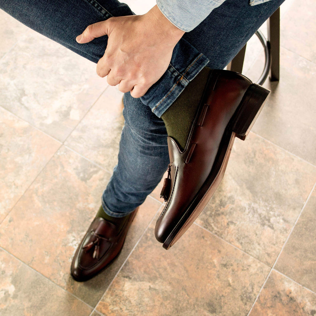 Men's Loafer Shoes Leather Goodyear Welt Burgundy 5264 1- MERRIMIUM--GID-4249-5264