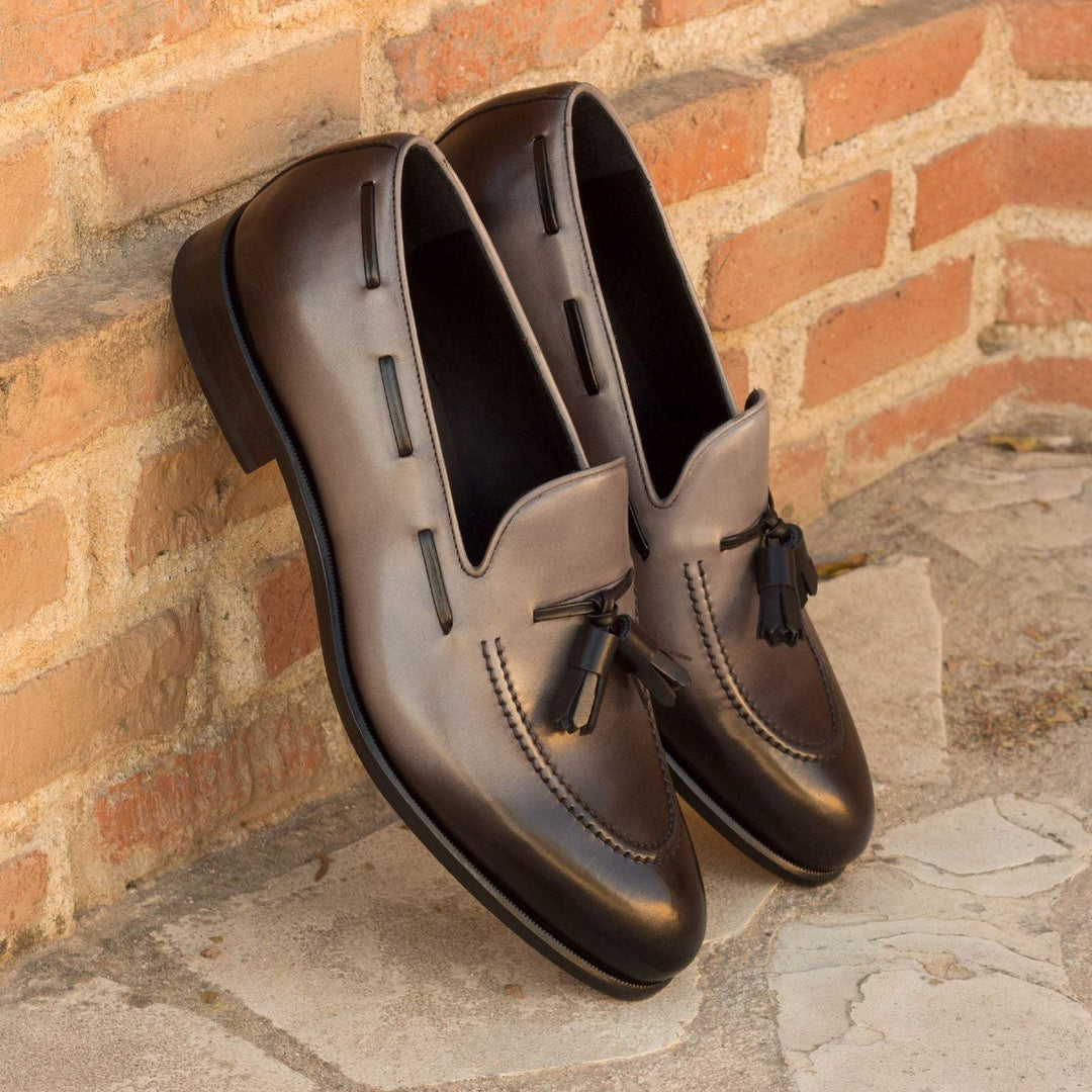 Men's Loafer Shoes Leather Grey Black 2445 1- MERRIMIUM--GID-1683-2445