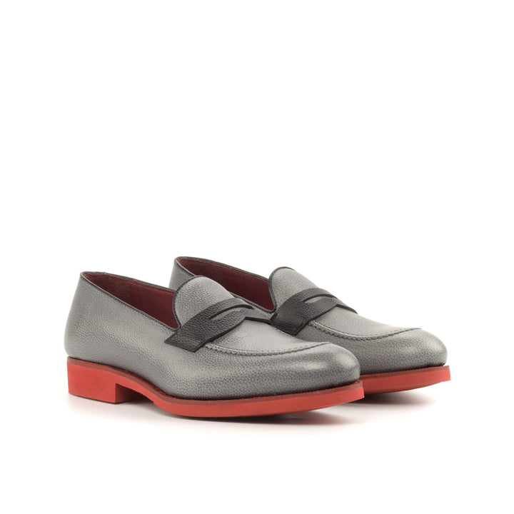 Men's Loafer Shoes Leather Grey Black 4948 3- MERRIMIUM