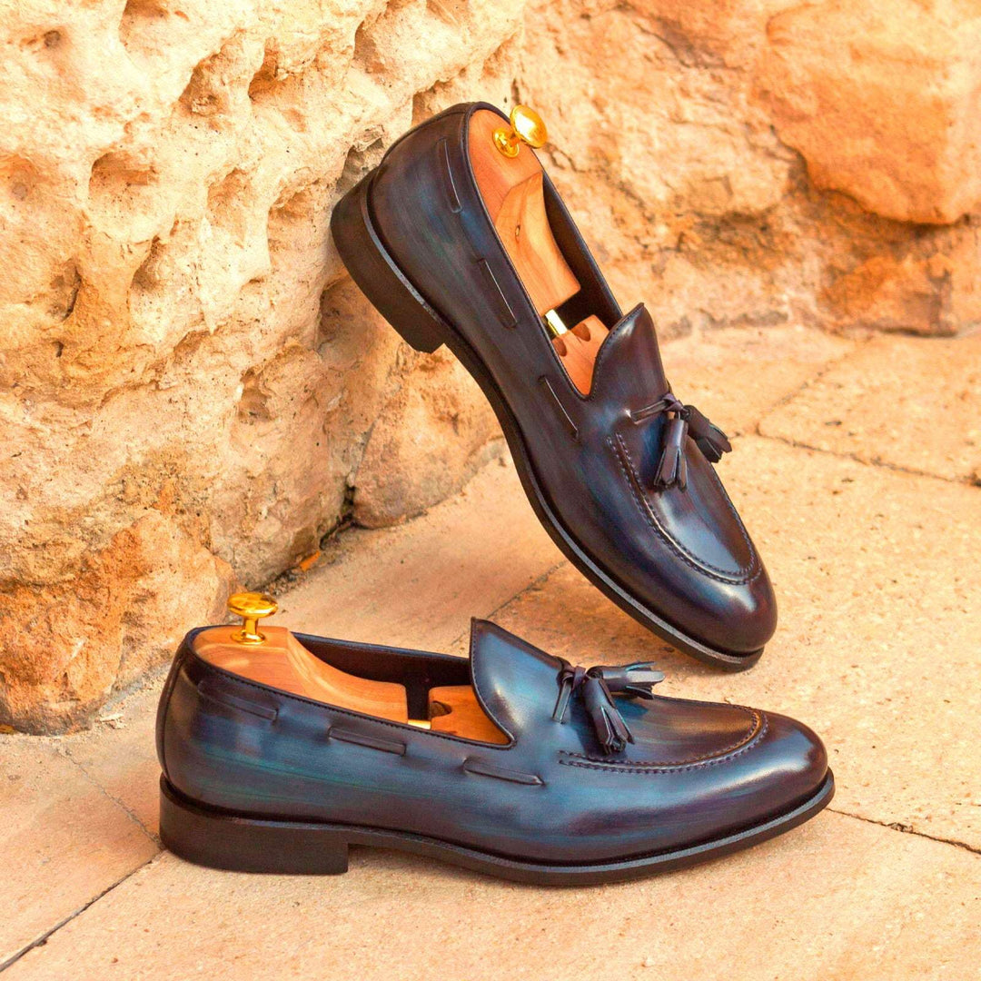 Men's Loafer Shoes Patina Leather Blue 2918 1- MERRIMIUM--GID-1553-2918