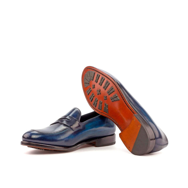 Men's Loafer Shoes Patina Leather Blue Grey 3666 5- MERRIMIUM