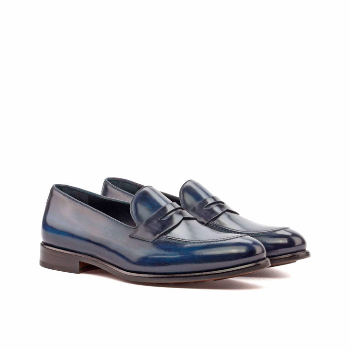 Men's Loafer Shoes Patina Leather Blue Grey 3666 3- MERRIMIUM
