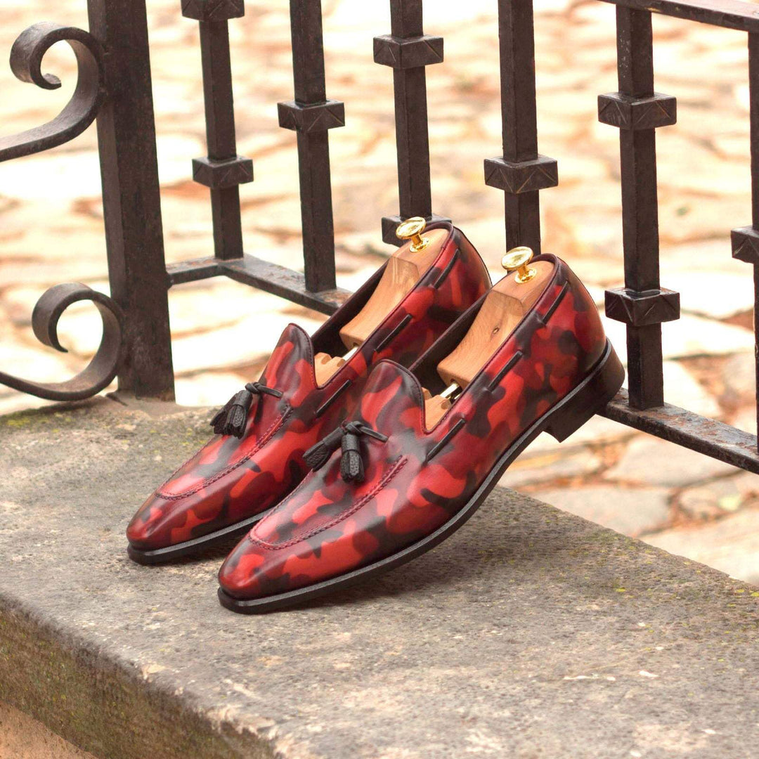 Men's Loafer Shoes Patina Leather Burgundy Black 2989 1- MERRIMIUM--GID-1554-2989