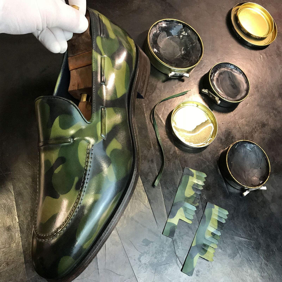 Men's Loafer Shoes Patina Leather Green 2656 1- MERRIMIUM--GID-1553-2656