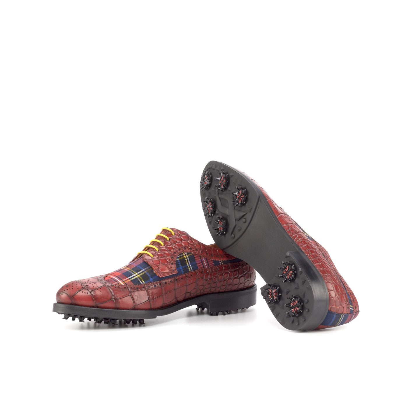 Men's Longwing Blucher Golf Shoes Leather Blue Red 4859 2- MERRIMIUM