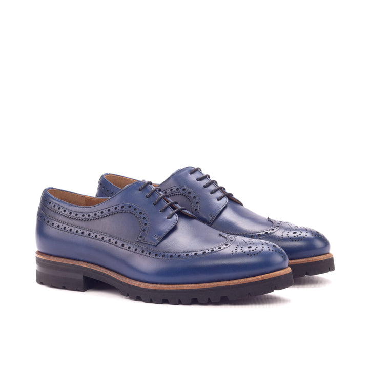 Men's Longwing Blucher Shoes Leather Blue 3168 3- MERRIMIUM