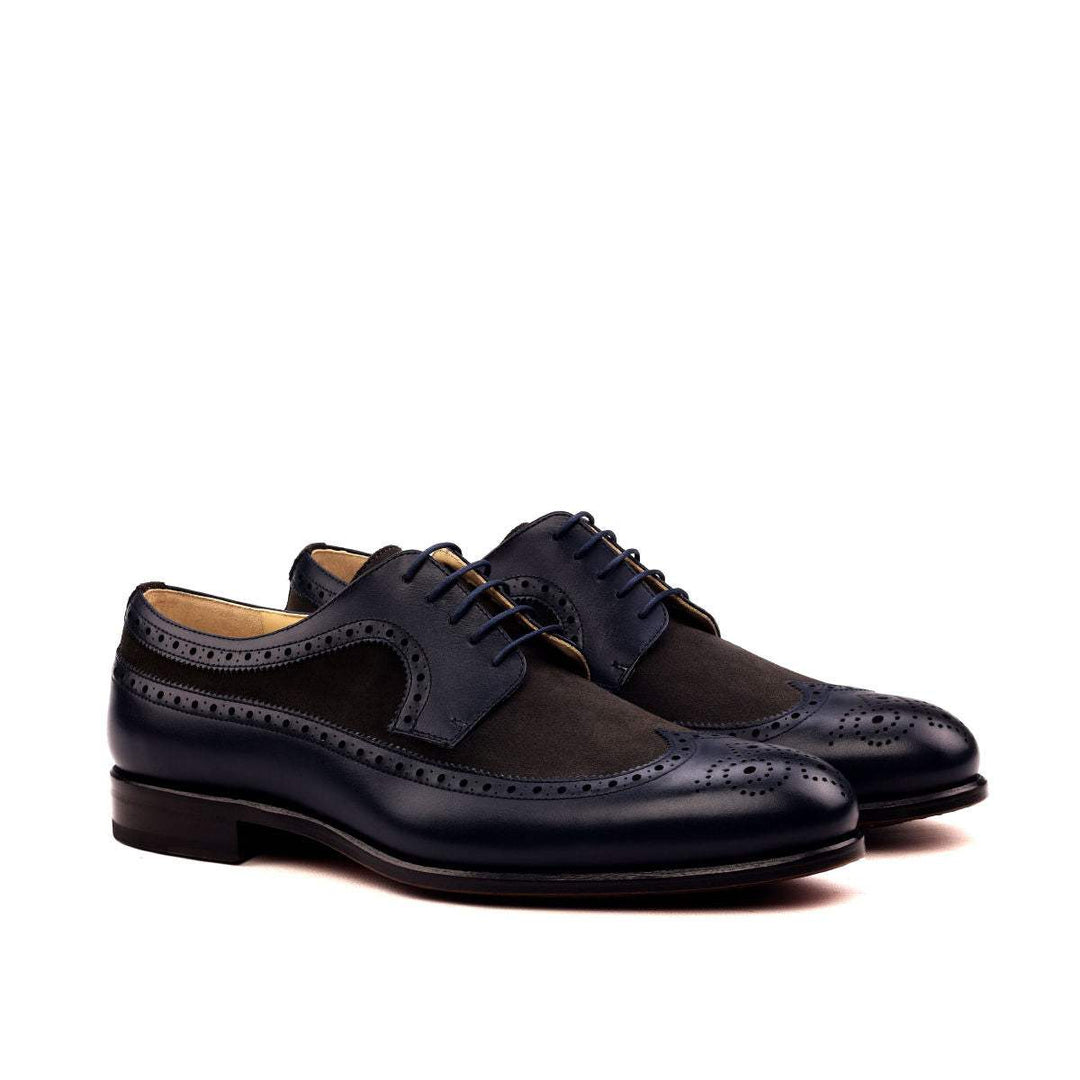 Men's Longwing Blucher Shoes Leather Blue Grey 2537 3- MERRIMIUM
